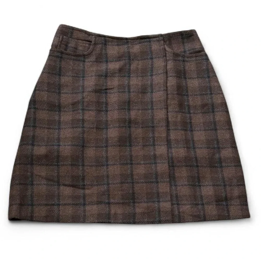 Vintage 90s Tracy Evans Brown Plaid Mini Skirt, Women's Size 3
